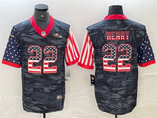 Men's Baltimore Ravens #22 Derrick Henry Camo USA Flag Limited Football Jersey Men's Baltimore Ravens #22 Derrick Henry Camo USA Flag Limited Football Jersey